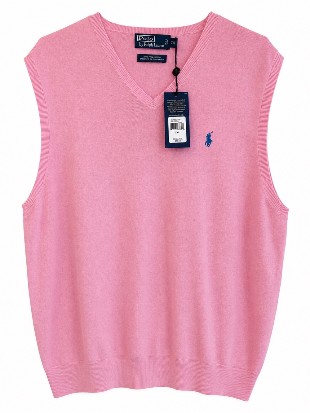 Polo Ralph Lauren Pink Pima Cotton Sweater Vest XXL Men’s NWT